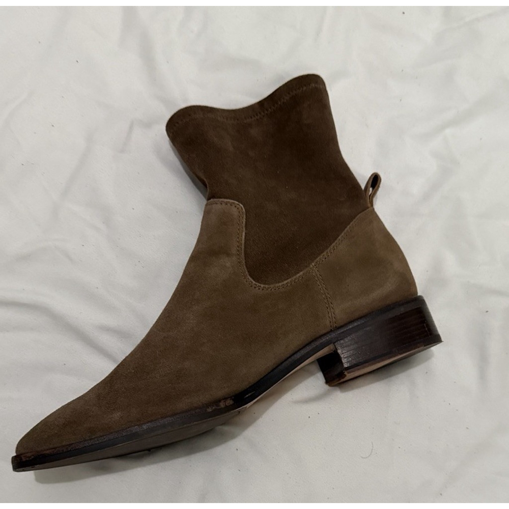 LOUISE et CIE Silko Pull On Ankle Boots Booties Sz. 9M Taupe Brown Suede Leather - Picture 5 of 13